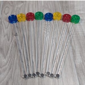 VTG 1950s Swirl Sippers Primary Color Lollipop Swizzle Sticks Cocktail Stirs (8)